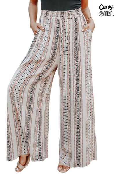 Picture of CURVY GIRL  GEOMETRIC PRINT TROUSERS